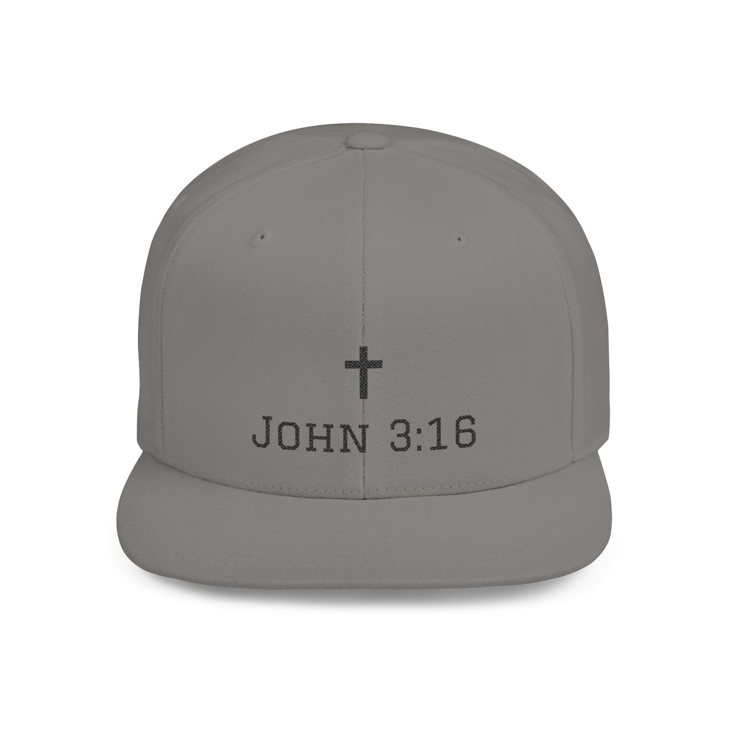 Faith-Inspired Flat Bill Snapback Cap - John 3:16 Design