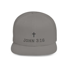 Faith-Inspired Flat Bill Snapback Cap - John 3:16 Design