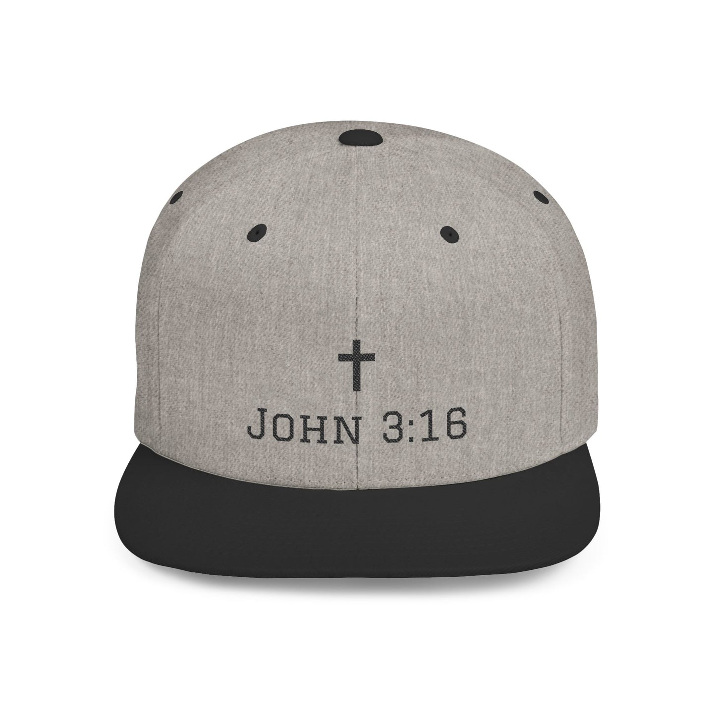 Faith-Inspired Flat Bill Snapback Cap - John 3:16 Design