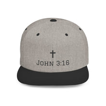 Faith-Inspired Flat Bill Snapback Cap - John 3:16 Design