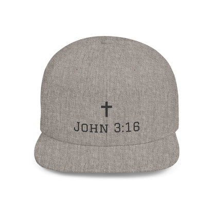 Faith-Inspired Flat Bill Snapback Cap - John 3:16 Design
