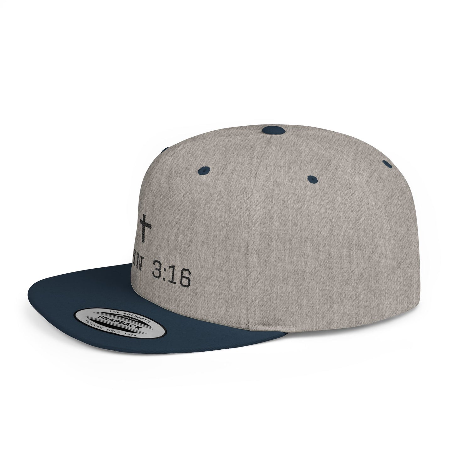 Faith-Inspired Flat Bill Snapback Cap - John 3:16 Design