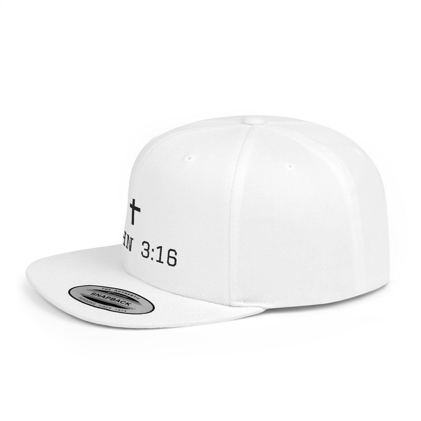 Faith-Inspired Flat Bill Snapback Cap - John 3:16 Design