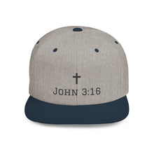 Faith-Inspired Flat Bill Snapback Cap - John 3:16 Design