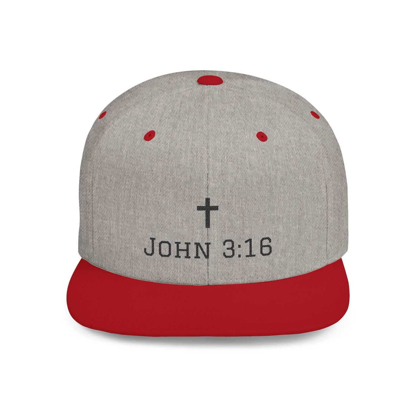 Faith-Inspired Flat Bill Snapback Cap - John 3:16 Design