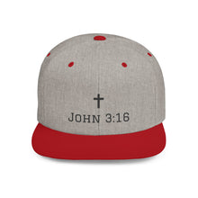 Faith-Inspired Flat Bill Snapback Cap - John 3:16 Design