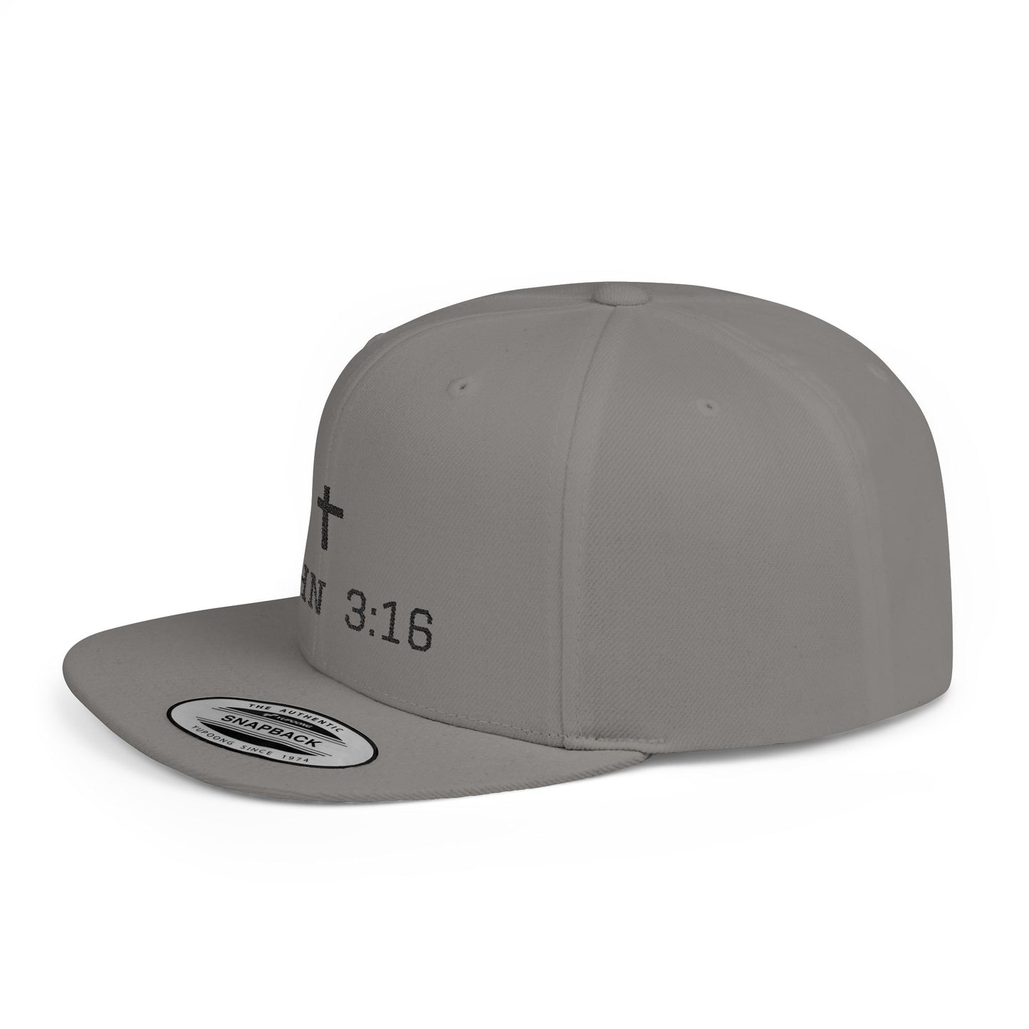 Faith-Inspired Flat Bill Snapback Cap - John 3:16 Design