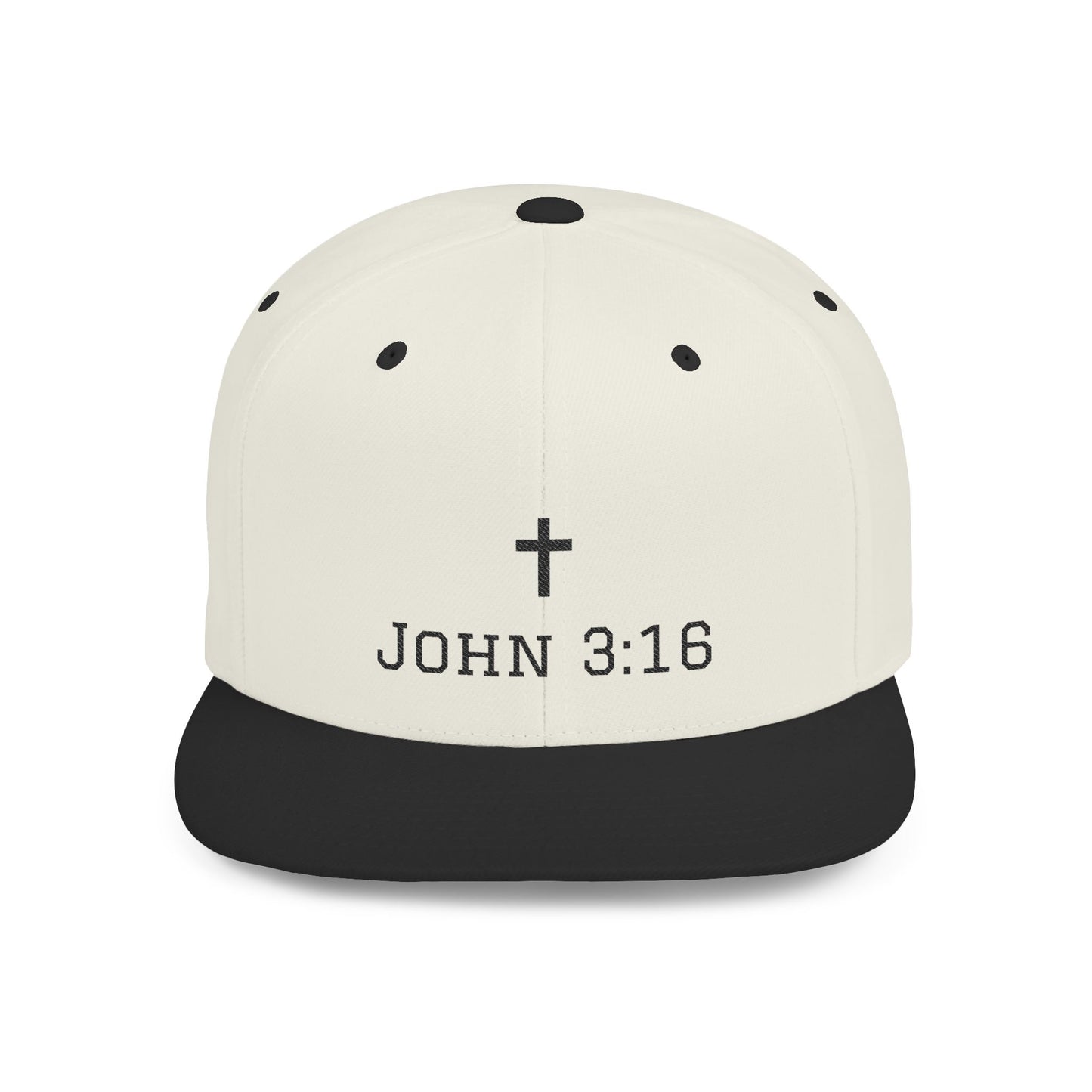 Faith-Inspired Flat Bill Snapback Cap - John 3:16 Design
