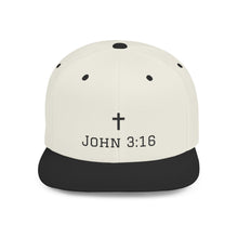 Faith-Inspired Flat Bill Snapback Cap - John 3:16 Design