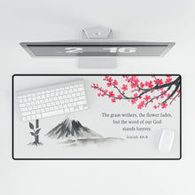 Inspirational Desk Mat with Cross and Mountain Design, Christian Office Decor, Bible Verse, Prayer Mat, Faith-Based Gifts