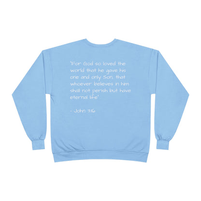 Display Your Faith - John 3:16 - Eco-Friendly Crewneck Sweatshirt Christian Apparel